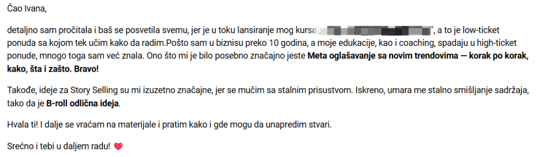 E-mail osobe koja je kupila Marketing Azbuku